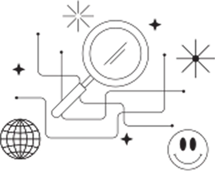 Abstract graphic of magnifying glass over circuit board, symbolizing digital investigation.